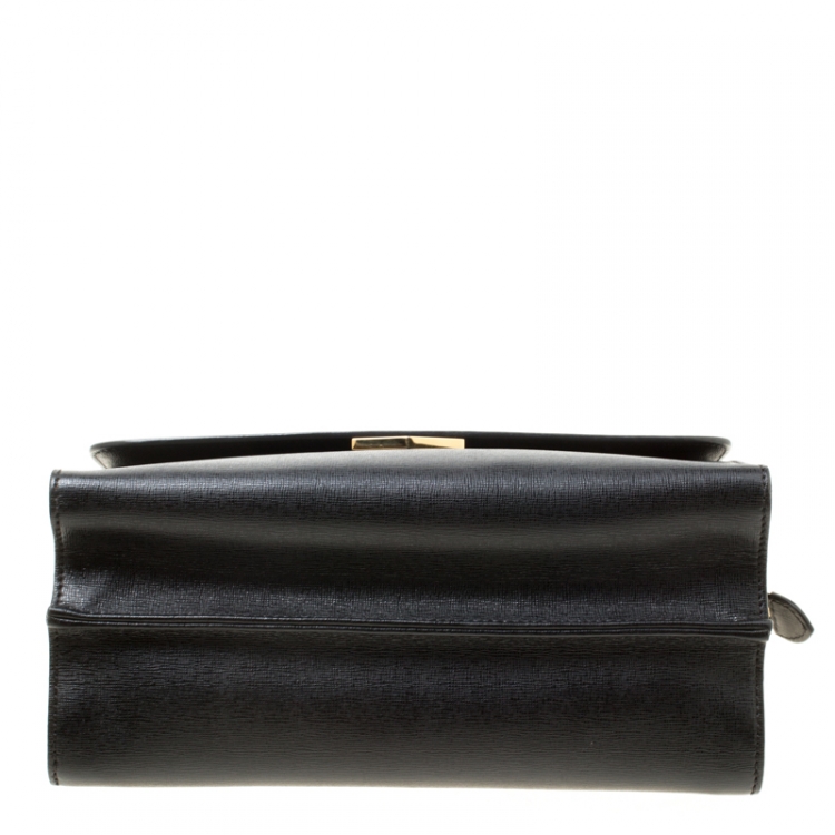 مملوكة مسبقًا Fendi Black Textured Leather Small Demi Jour Top Handle Bag