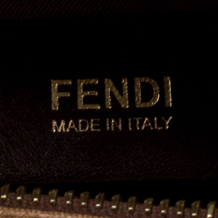 Pre Owned Fendi Brown Zucchino Coated Canvas Small Forever Bauletto Boston Bag