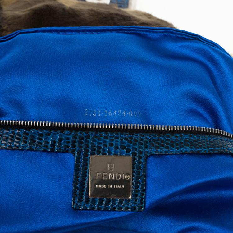 Pre Owned Fendi Printed Rabbit Fur Baguette