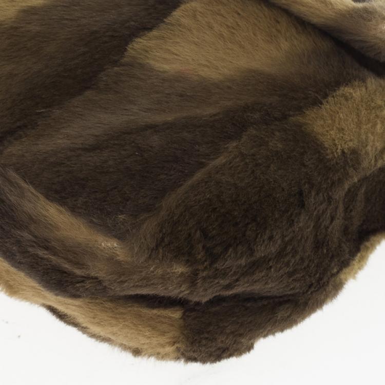 Pre Owned Fendi Printed Rabbit Fur Baguette