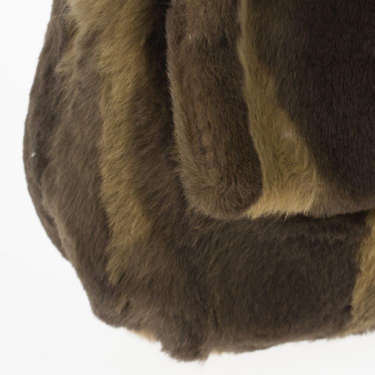 Pre Owned Fendi Printed Rabbit Fur Baguette