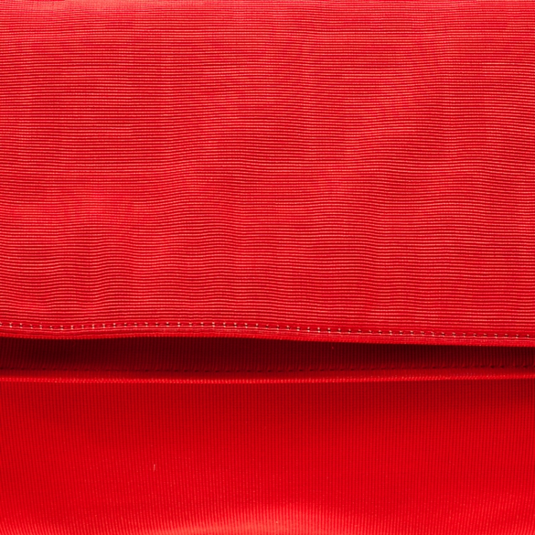 Pre Owned Fendi Red Zucca Fabric Fold Over Clutch