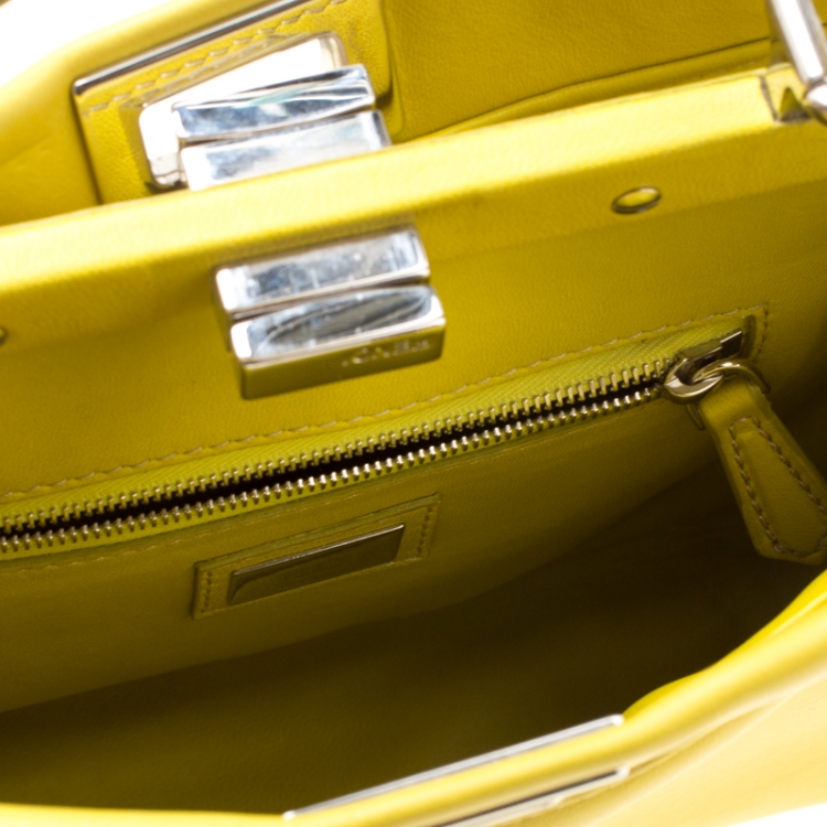 مملوكة مسبقًا Fendi Yellow Leather Mini Peekaboo Top Handle Bag