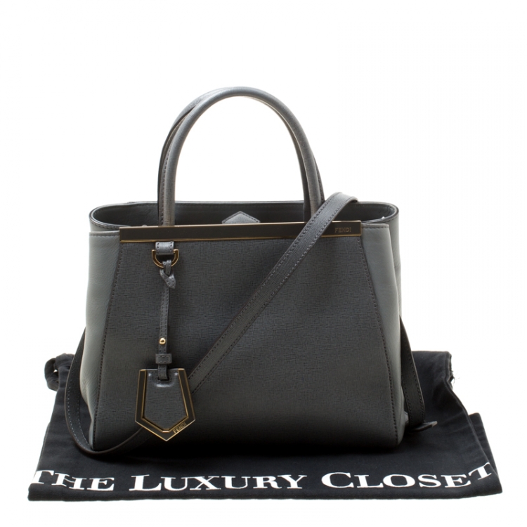 Pre Owned Fendi Grey Saffiano Leather Small 2Jours Top Handle Bag