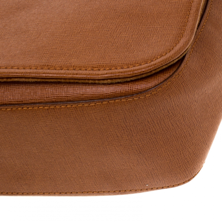 Pre Owned Fendi Brown Leather Messenger Bag