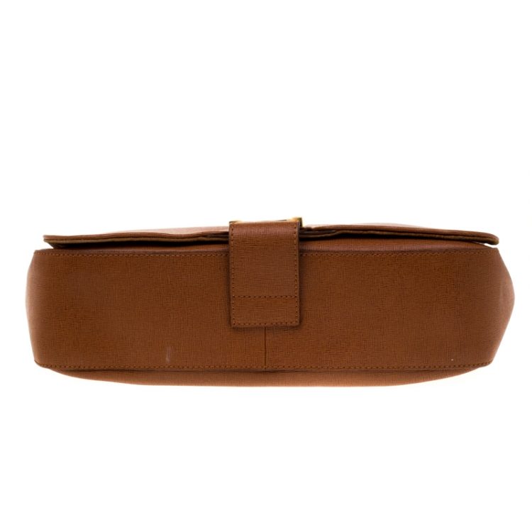 Pre Owned Fendi Brown Leather Messenger Bag
