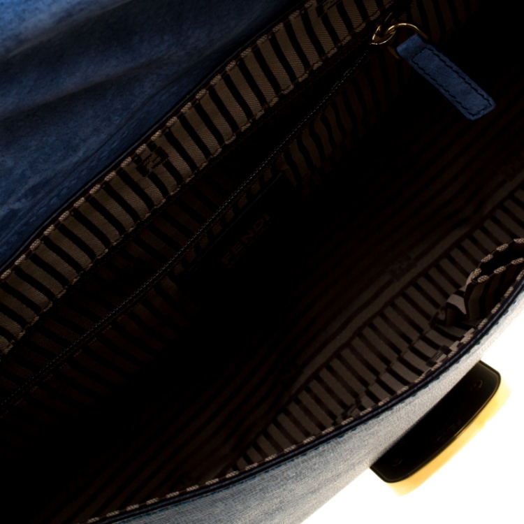 Pre Owned Fendi Blue Leather Messenger Bag