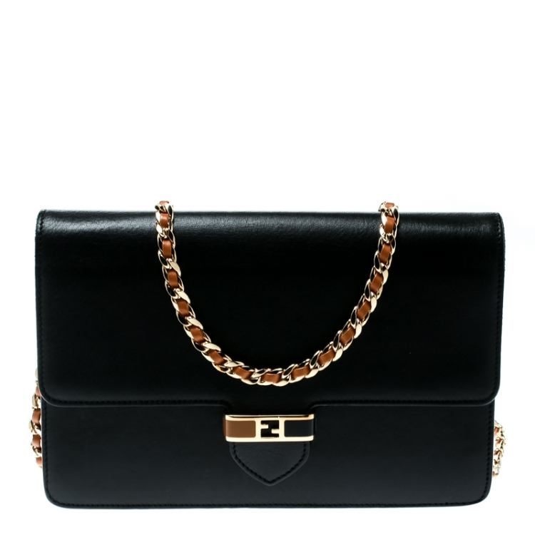 Fendi Continental With Chain in Black