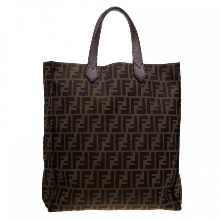 Pre Owned Fendi Brown Zucca Canvas Shopper Tote