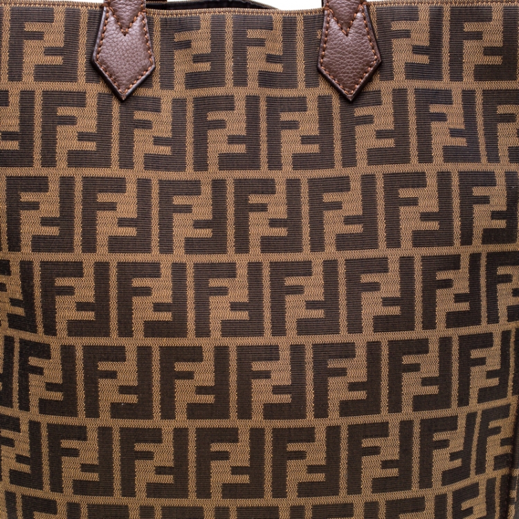 Pre Owned Fendi Brown Zucca Canvas Shopper Tote