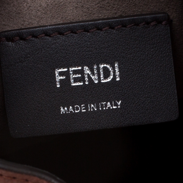 Pre Owned Fendi Peach Leather Mini Mon Tresor Drawstring Bucket Bag