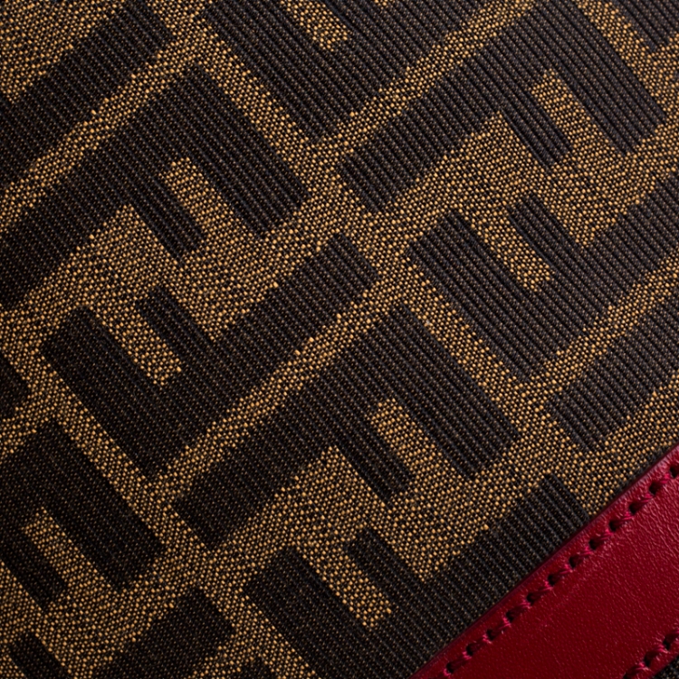 مملوكة مسبقًا Fendi Red Canvas Zucca Jacquard Boston Bag