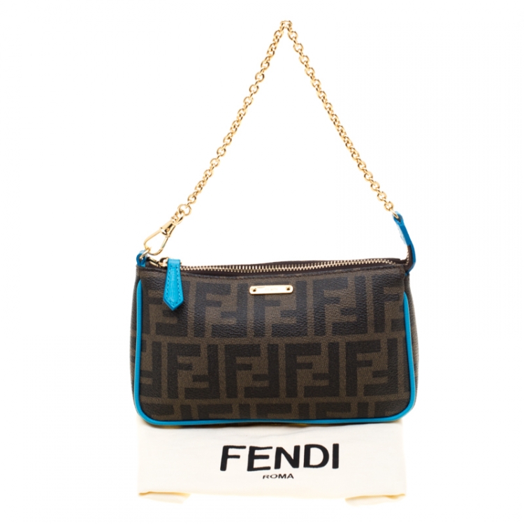 Pre Owned Fendi Tobacco Zucca Canvas Mini Pochette Bag