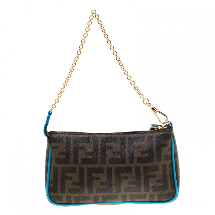 Pre Owned Fendi Tobacco Zucca Canvas Mini Pochette Bag