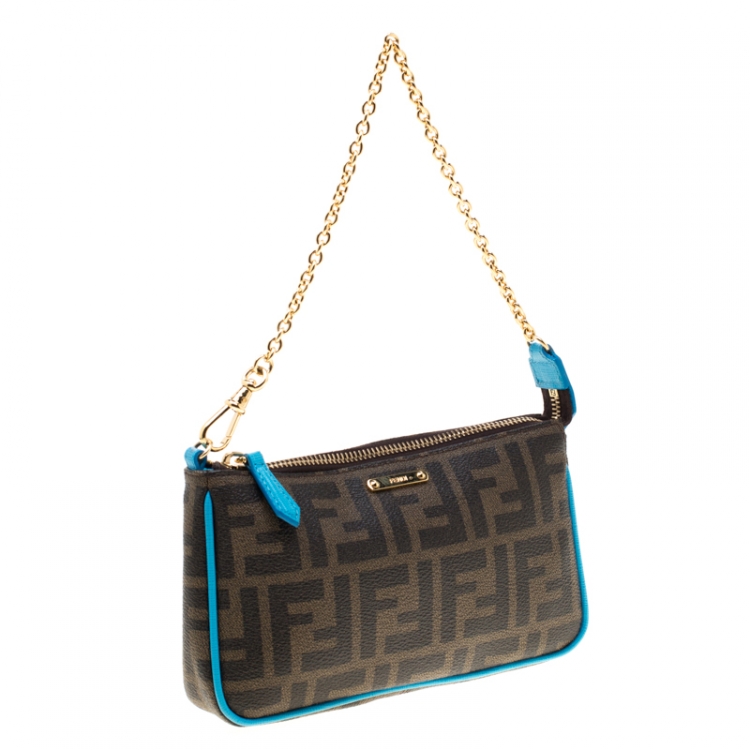 Pre Owned Fendi Tobacco Zucca Canvas Mini Pochette Bag