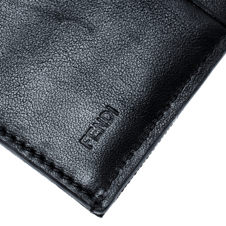 Pre Owned Fendi Black Zucca Canvas Compact Wallet