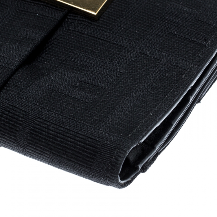 Pre Owned Fendi Black Zucca Canvas Compact Wallet