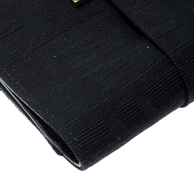 Pre Owned Fendi Black Zucca Canvas Compact Wallet