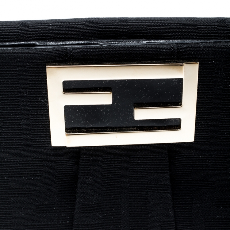 Pre Owned Fendi Black Zucca Canvas Compact Wallet