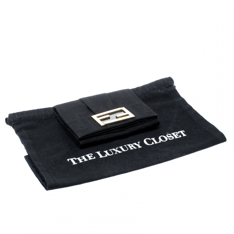 Pre Owned Fendi Black Zucca Canvas Compact Wallet