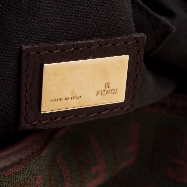 Pre Owned Fendi Multicolor Zucchino Canvas and Leather Satchel