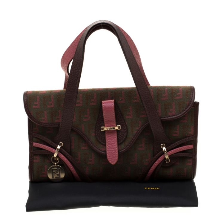 Pre Owned Fendi Multicolor Zucchino Canvas and Leather Satchel