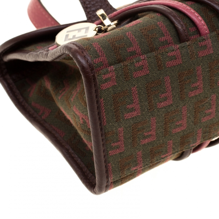 Pre Owned Fendi Multicolor Zucchino Canvas and Leather Satchel