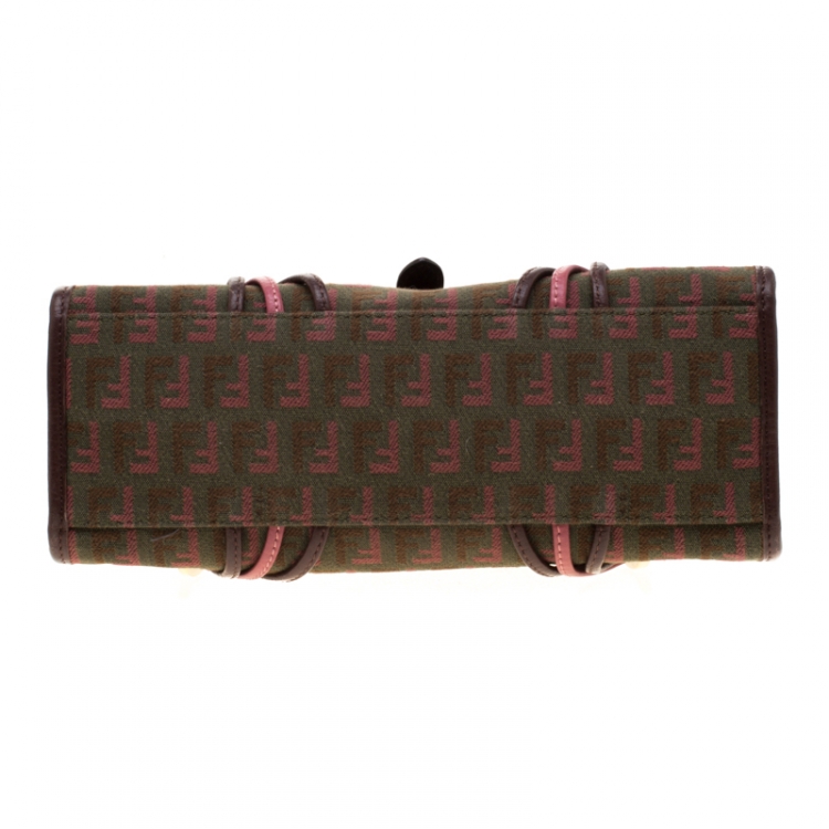Pre Owned Fendi Multicolor Zucchino Canvas and Leather Satchel