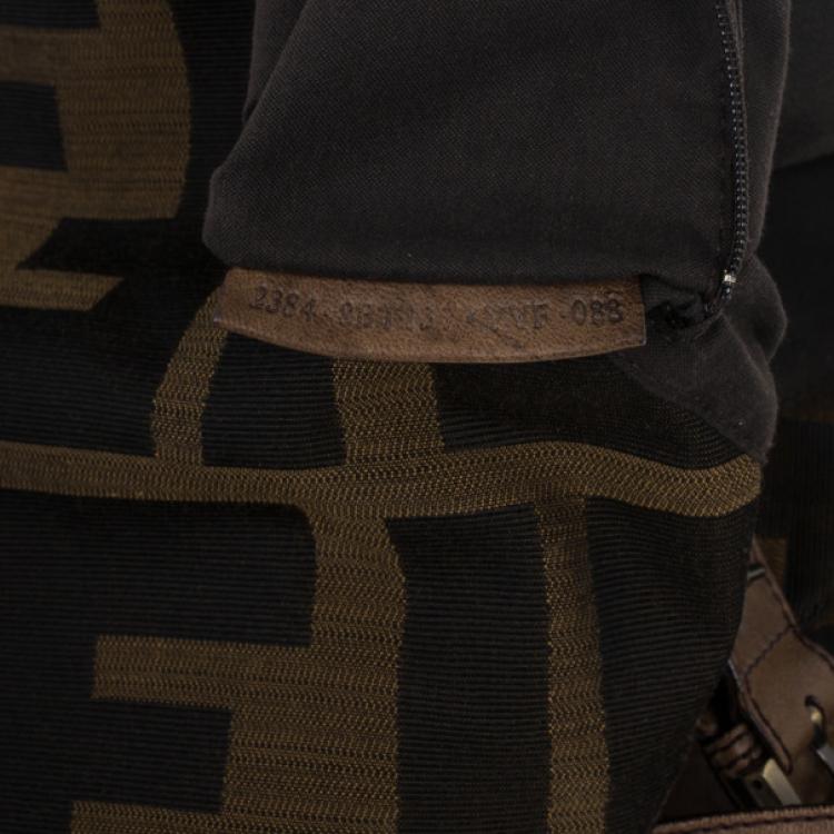 Pre Owned Fendi Brown Chain Zucca Baguette Flap Bag