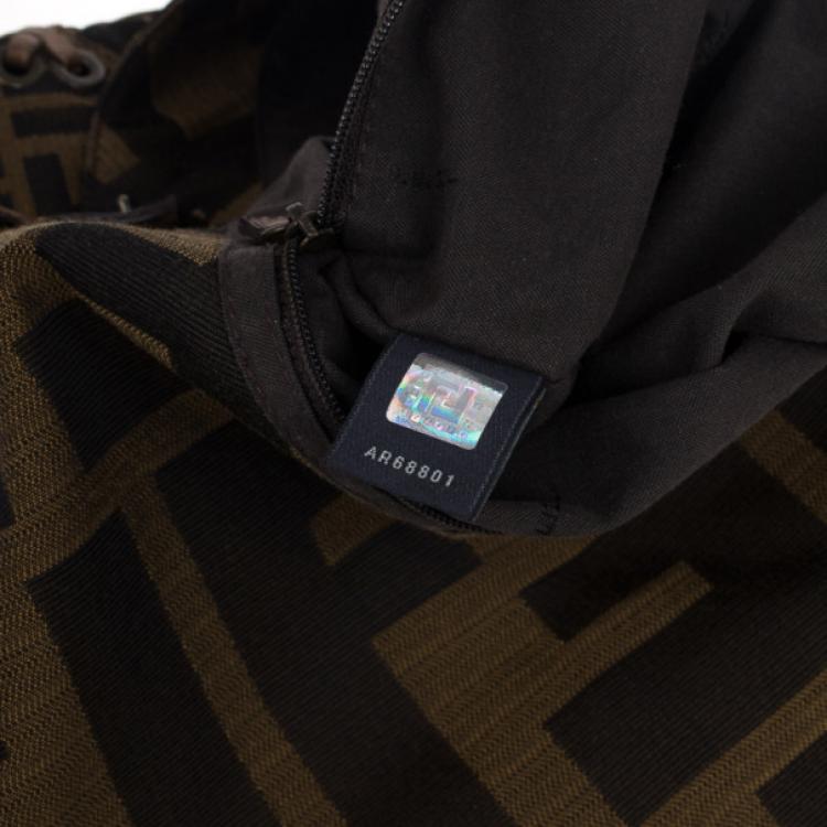 Pre Owned Fendi Brown Chain Zucca Baguette Flap Bag