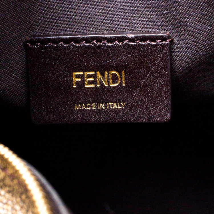 Pre Owned Fendi Tobacco Pequin Coated Canvas Bowler Bag