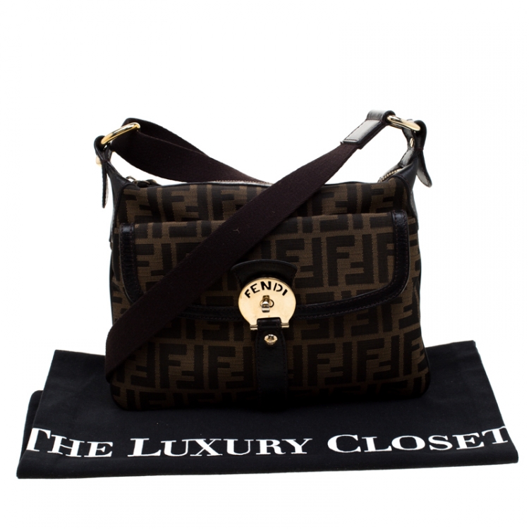 Pre Owned Fendi Tobacco Zucca Canvas Messenger Bag