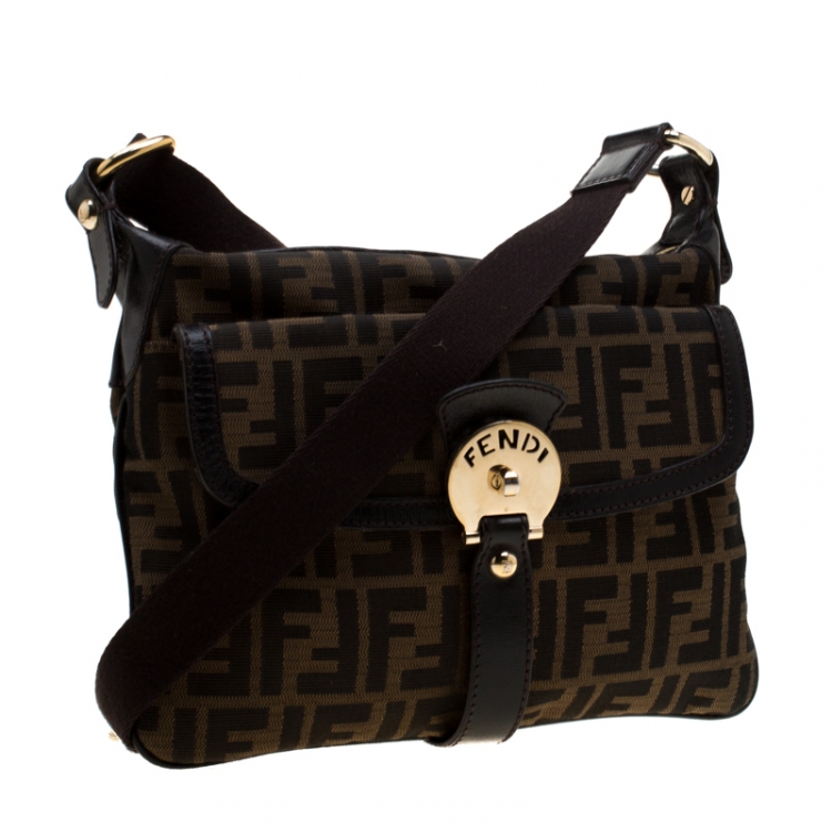 Pre Owned Fendi Tobacco Zucca Canvas Messenger Bag