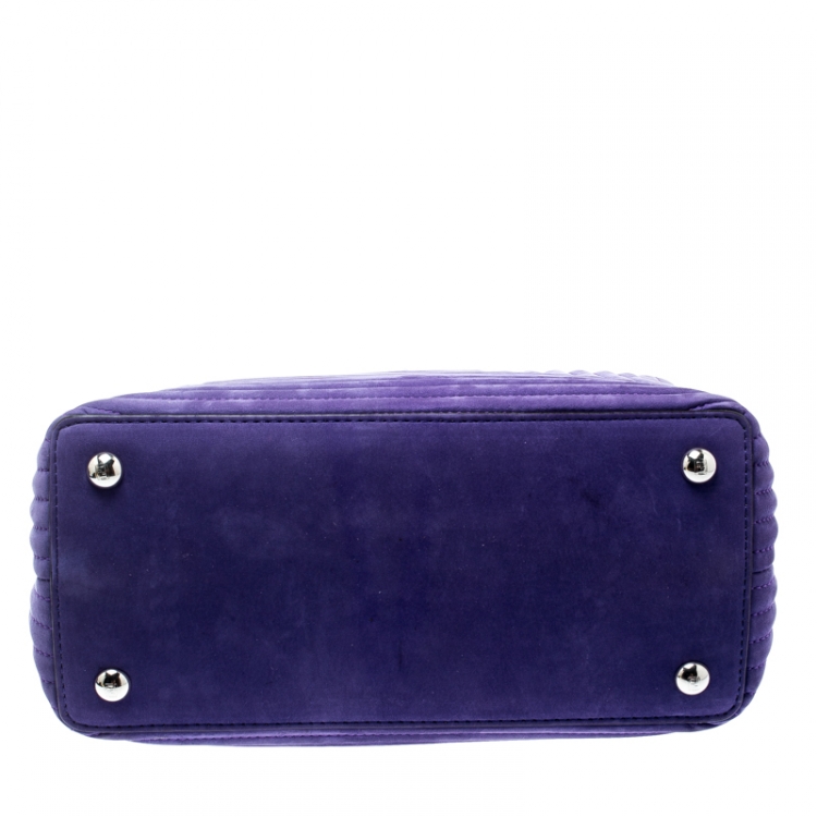 Pre Owned Fendi Purple Quilted Nubuck Leather Dotcom Click Shoulder Bag