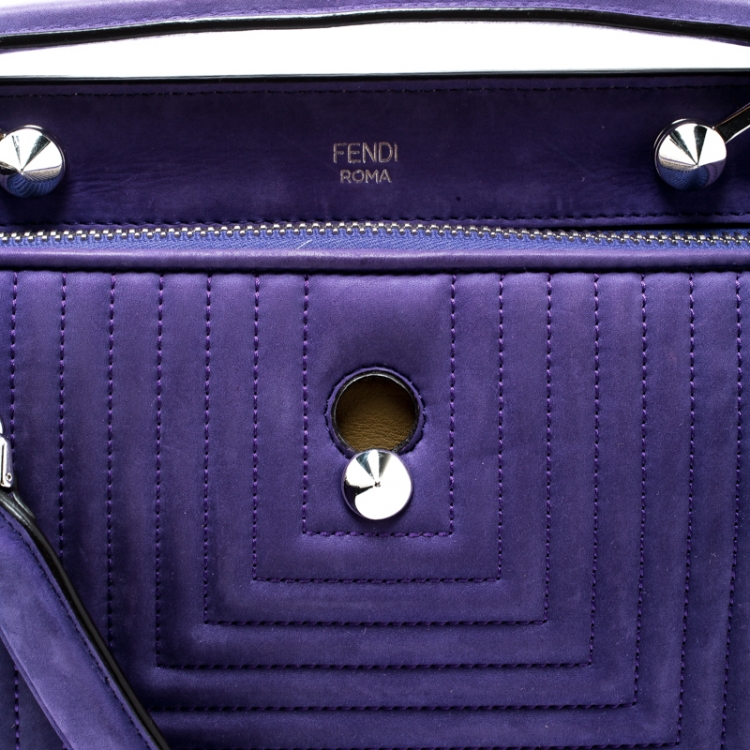 Pre Owned Fendi Purple Quilted Nubuck Leather Dotcom Click Shoulder Bag