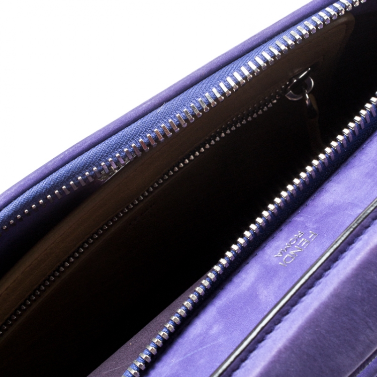 Pre Owned Fendi Purple Quilted Nubuck Leather Dotcom Click Shoulder Bag