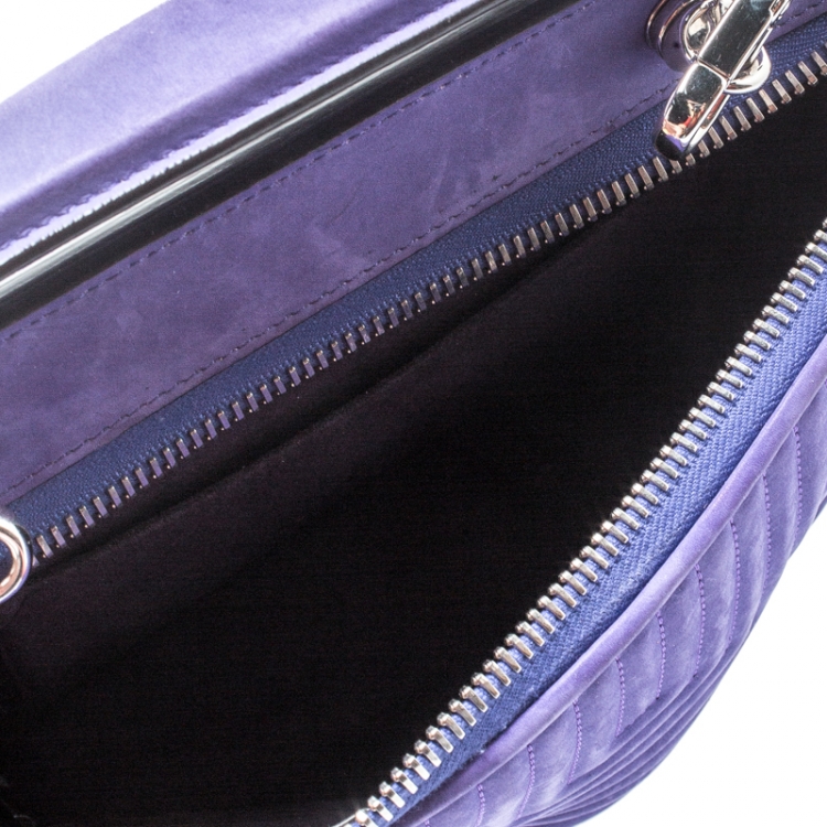 Pre Owned Fendi Purple Quilted Nubuck Leather Dotcom Click Shoulder Bag