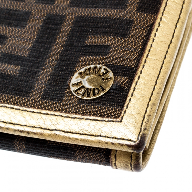 Pre Owned Fendi Tobacco Zucca Canvas and Leather Chef Continental Wallet