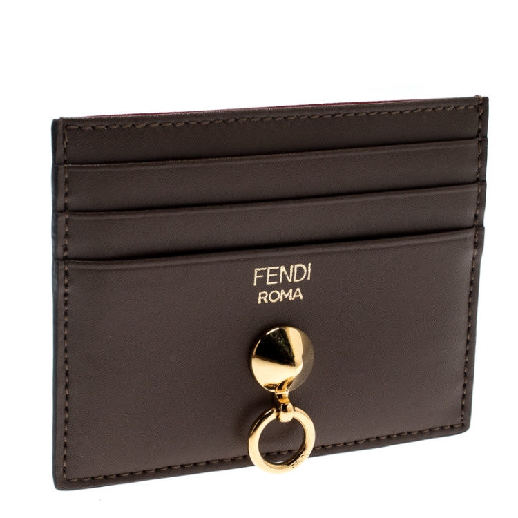 Pre Owned Fendi Tri Color Leather 6CC Card Holder