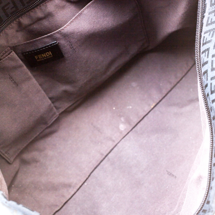 Pre Owned Fendi Black Zucchino Canvas and Leather Superstar Shopper Tote