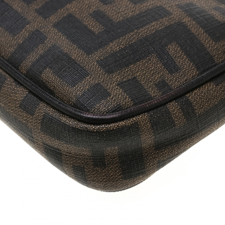 Pre Owned Fendi Tobacco Zucca Canvas Mini Pochette Bag