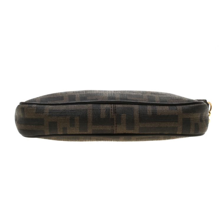 Pre Owned Fendi Tobacco Zucca Canvas Mini Pochette Bag
