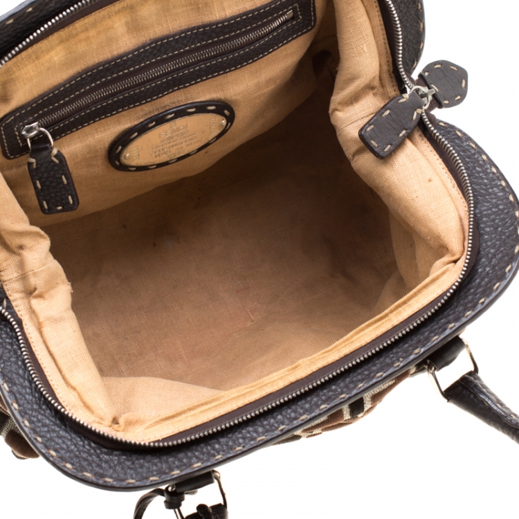 مملوكة مسبقًا Fendi Multicolor Zucca Fabric and Leather Selleria Doctor Satchel 