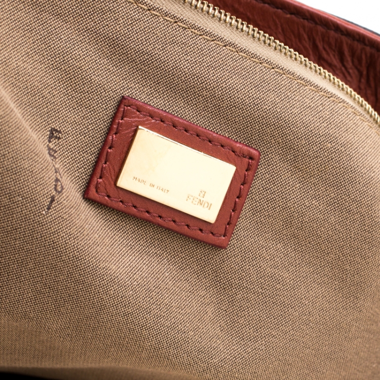 Pre Owned Fendi Rust Leather Twins Shopper Tote