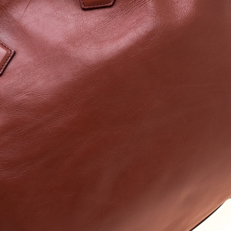 Pre Owned Fendi Rust Leather Twins Shopper Tote