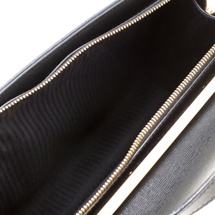 Pre Owned Fendi Black Textured Leather Small Demi Jour Top Handle Bag