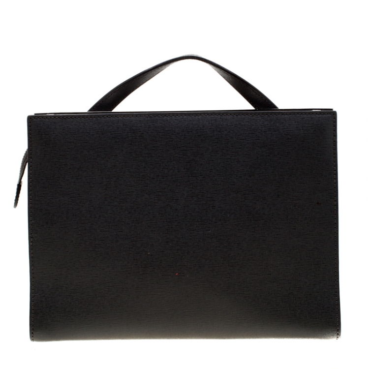 مملوكة مسبقًا Fendi Grey Textured Leather Small Demi Jour Top Handle Bag