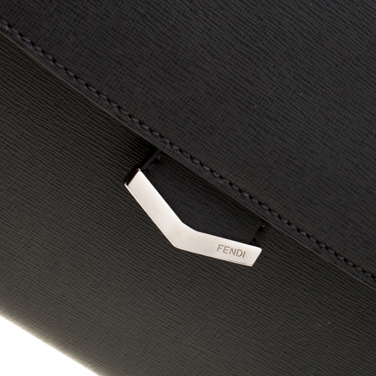 مملوكة مسبقًا Fendi Grey Textured Leather Small Demi Jour Top Handle Bag