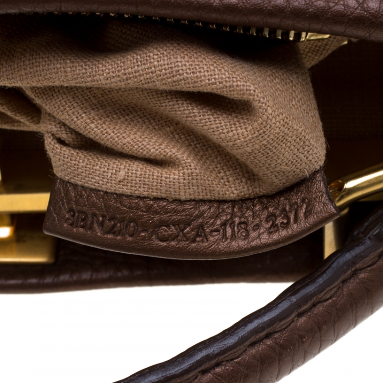 مملوكة مسبقًا Fendi Metallic Brown Selleria Leather Large Peekaboo Top Handle Bag