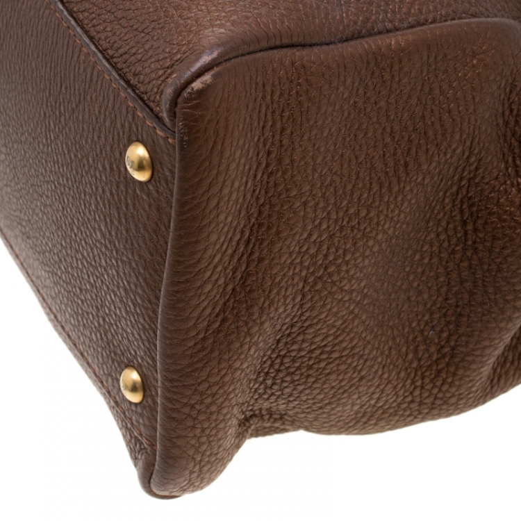 مملوكة مسبقًا Fendi Metallic Brown Selleria Leather Large Peekaboo Top Handle Bag